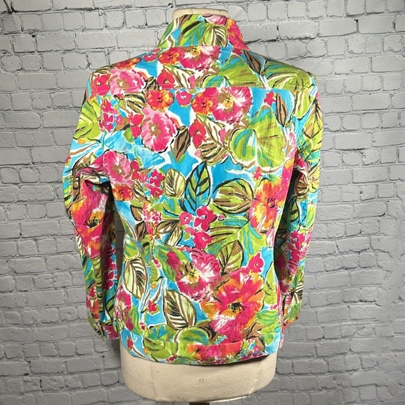 Chico's Colorful Tropical Hawaiian Lightweight Jacket Women's Sz 1 Medium - Picture 2 of 16